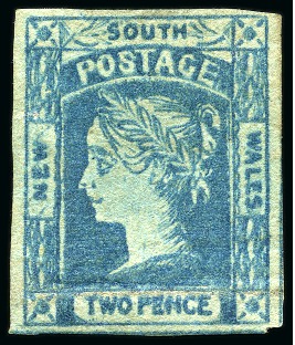 Stamp of Australia » New South Wales 1854 2d Prussian Blue on yellowish wove paper, plate III, unused with part gum