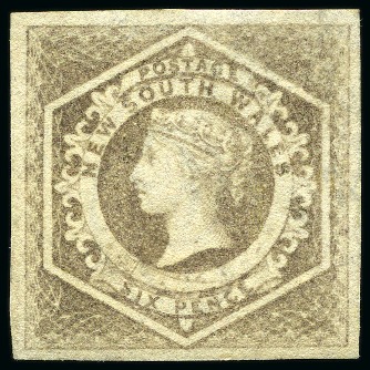 Stamp of Australia » New South Wales 1854-59 Diadem 6d greyish-brown, unused with part gum, showing inverted watermark