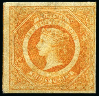 Stamp of Australia » New South Wales 1854-59 Diadem 8d dull yellow-orange, unused with part gum