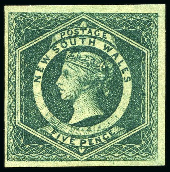 Stamp of Australia » New South Wales 1854-59 Diadem 5d dull green, unused with large part gum, inverted watermark