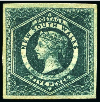 Stamp of Australia » New South Wales 1854-59 Diadem 5d  dull green, unused with large part gum