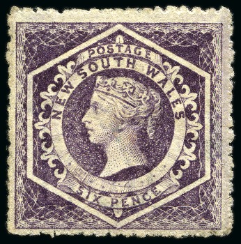 Stamp of Australia » New South Wales 1860-72 Diadem 6d purple, unused with large part gum, showing '12' watermark error