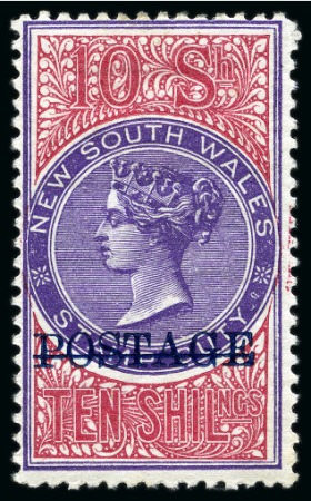 Stamp of Australia » New South Wales 1894-1904 Postage in blue on 10s rose-lilac and claret, perf.12, unused with large part original gum