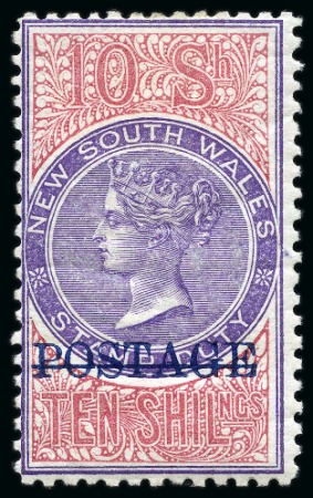 Stamp of Australia » New South Wales 1894-1904 Postage in blue on 10s violet and claret, perf.11, unused with large part original gum