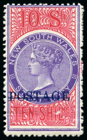 Stamp of Australia » New South Wales 1894-1904 Postage in blue on 10s violet and rosine, perf.12, unused with large part original gum