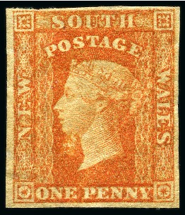 Stamp of Australia » New South Wales 1856-60 1d Orange-Vermilion, two singles, unused without gum