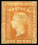 Stamp of Australia » New South Wales 1856-60 1d Orange-Vermilion, two singles, unused without gum
