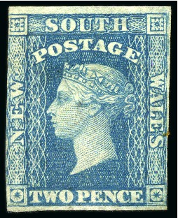 Stamp of Australia » New South Wales 1856-60 2d blue, showing watermark '5' error, unused without gum