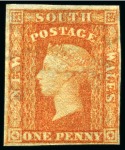 Stamp of Australia » New South Wales 1856-60 1d Orange-Red, two singles, both unused with and without gum