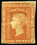 Stamp of Australia » New South Wales 1856-60 1d Orange-Red, two singles, both unused with and without gum