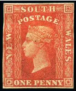 Stamp of Australia » New South Wales 1856-60 1d Carmine-vermilion, unused with and without