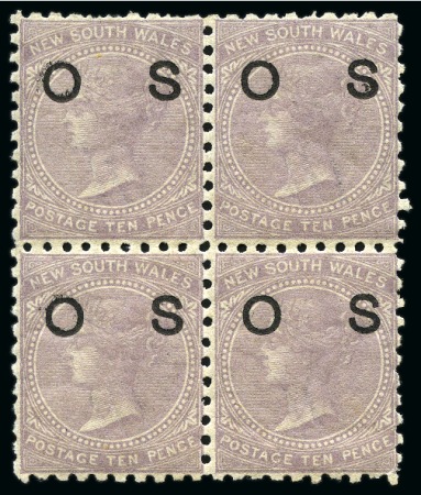 Stamp of Australia » New South Wales 1880 Officials 10d lilac, perf.11x10, block of four, mint