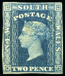 Stamp of Australia » New South Wales 1856-60 2d Deep Turquoise Blue, nine singles, unused with and without gum