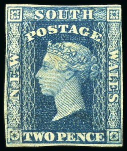 Stamp of Australia » New South Wales 1856-60 2d Deep Turquoise Blue, nine singles, unused with and without gum