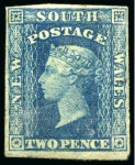 Stamp of Australia » New South Wales 1856-60 2d Deep Turquoise Blue, nine singles, unused with and without gum