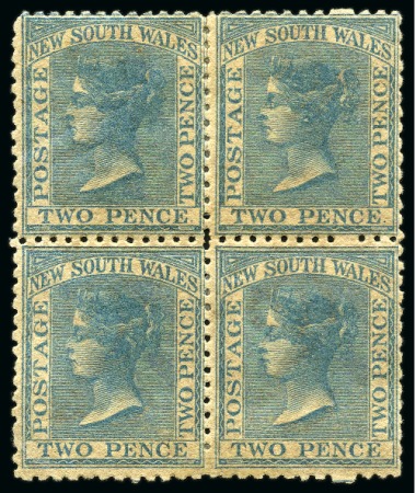 Stamp of Australia » New South Wales 1862 2d Dull Blue block of four, unused with large part gum