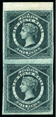 Stamp of Australia » New South Wales 1903-08 Diadem 5d dark blue-green, vertical sheet marginal imperforate pair, unused with large part original gum
