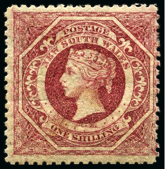 Stamp of Australia » New South Wales 1860-72 Diadem 1s crimson-lake, unused with large part original gum