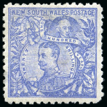 Stamp of Australia » New South Wales 1890 Captain Philips 20s cobalt blue, perf.10, mint single and single with "Specimen" ovpt