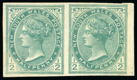 Stamp of Australia » New South Wales 1899 1/2d Blue-Green, type I, mint imperf horizontal pair