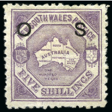 Stamp of Australia » New South Wales 1890-91 Official 5s mauve, perf.10, mint