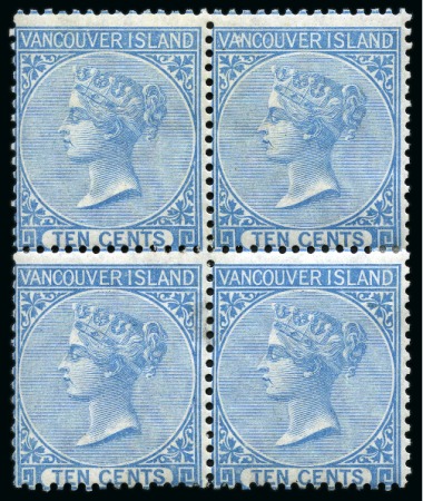 Stamp of Canada » British Columbia and Vancouver 1865 10c Blue mint block of four
