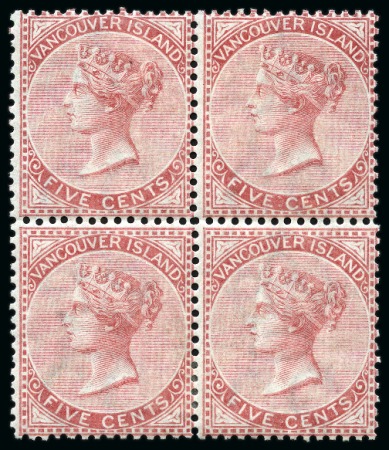 Stamp of Canada » British Columbia and Vancouver 1865 5c Rose mint block of four