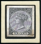 Stamp of Canada » British Columbia and Vancouver 1865 Die proofs in black on glazed card of the 5c and 10c