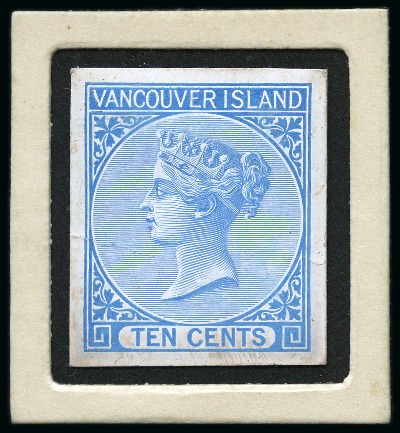 Stamp of Canada » British Columbia and Vancouver 1865 10c Die proof in blue on glazed card