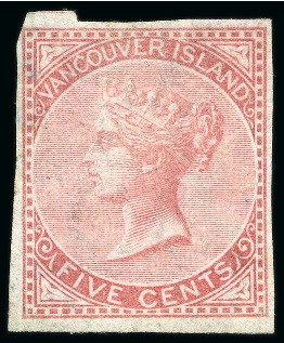 Stamp of Canada » British Columbia and Vancouver 1865 5c Rose imperf. unused
