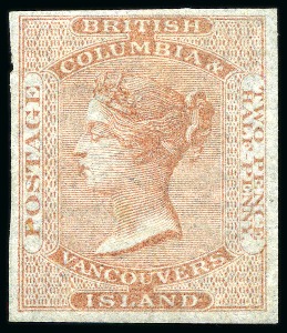 Stamp of Canada » British Columbia and Vancouver 1860 2 1/2d Pale Dull Red imperforate plate proof