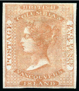 Stamp of Canada » British Columbia and Vancouver 1860 2 1/2d Orange Rose imperforate imprimatur