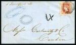 Stamp of India » Used Abroad » Burma 1856 Folded cover posted from Akyab with forwarding agents mark to Canton, CHINA (*)