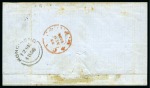 Stamp of India » Used Abroad » Burma 1856 Folded cover posted from Akyab with forwarding agents mark to Canton, CHINA (*)