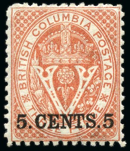 Stamp of Canada » British Columbia and Vancouver 1865-67 3d & 1867-71 perf. 12 1/2 5c to $1 mint/unused group