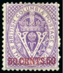 Stamp of Canada » British Columbia and Vancouver 1865-67 3d & 1867-71 perf. 12 1/2 5c to $1 mint/unused group