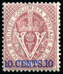 Stamp of Canada » British Columbia and Vancouver 1868-71 10c Lake perf.14 mint part og, very fine