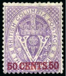 Stamp of Canada » British Columbia and Vancouver 1868-71 2c to $1 perf.14 mint/unused group with 2c, 5c, 25c wing marginal, 50c and $1