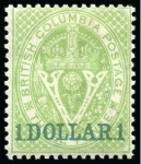 Stamp of Canada » British Columbia and Vancouver 1868-71 2c to $1 perf.14 mint/unused group with 2c, 5c, 25c wing marginal, 50c and $1
