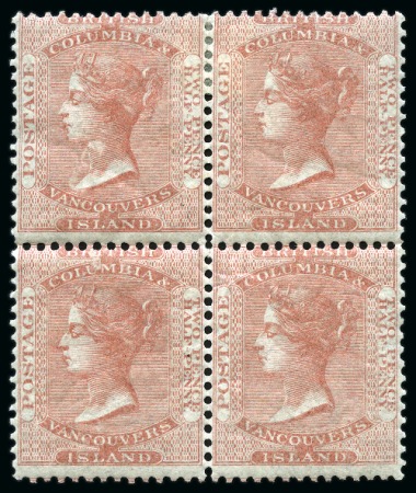 Stamp of Canada » British Columbia and Vancouver 1860 2 1/2d Deep Reddish Rose mint block of 4