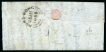 Stamp of India » 1854 Lithographs 1854-55 4a pale blue and pale red, 4th printing, Head Die IIIA, Frame Die II, good to large margins, neatly tied by clear "1" in bars, on small native 1856 entire (*)