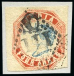 Stamp of India » Foreign Settlements in India » French Indian Settlements 1854-55 Attractive group of Lithographs showing 1/2a blue, die III, stone D, block of six with C/147 of Karikal, etc. (*)