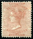 Stamp of Canada » British Columbia and Vancouver 1860-70 2 1/2d Rose, two examples with one mint part og and one unused