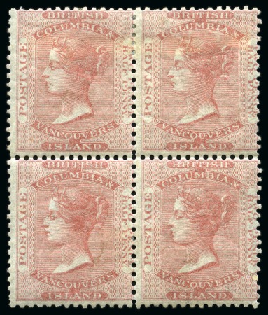 Stamp of Canada » British Columbia and Vancouver 1860 2 1/2d Deep Reddish Rose mint block of 4