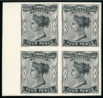 Stamp of Canada » Prince Edward Island 1861 & 1872 Group of 4 reprint proof blocks of four on carton paper + proof in blue on wover paper
