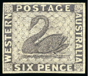 Stamp of Australia » Western Australia 1861 Colour Trial 6d in deep grey-violet on thin unwatermarked paper