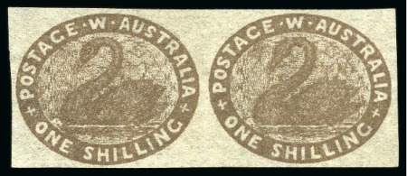 Stamp of Australia » Western Australia 1854 1s Grey-Brown unused pair, fine to good margins, very fine (SG £1'400+)