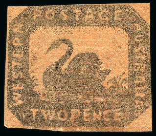 Stamp of Australia » Western Australia 1857-59 2d Black-Brown on red unused, two margins