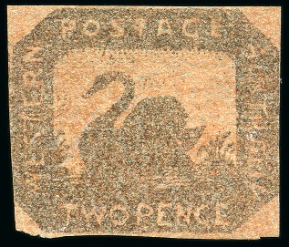 Stamp of Australia » Western Australia 1857-59 2d Black-Brown on red unused, 2 margins
