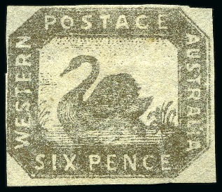 Stamp of Australia » Western Australia 1857-59 6d Black-Bronze unused